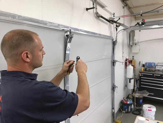 Before and after garage door dent repair by Clearwater Garage Door Repair in Clearwater