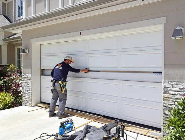 Clearwater Garage Door Repair team performing complete garage door replacement at Clearwater residence