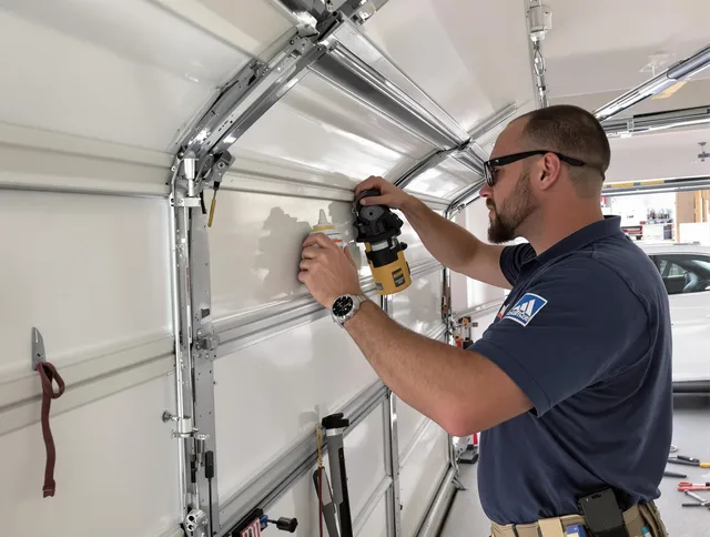 Clearwater Garage Door Repair technician quieting a noisy garage door in Clearwater