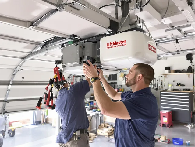 Clearwater Garage Door Repair technician performing advanced diagnostics on garage opener in Clearwater