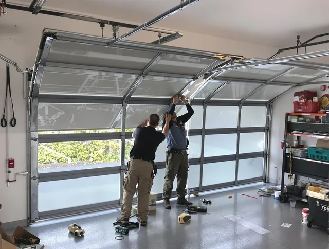 Clearwater Garage Door Repair expert performing precise panel replacement on Clearwater garage door